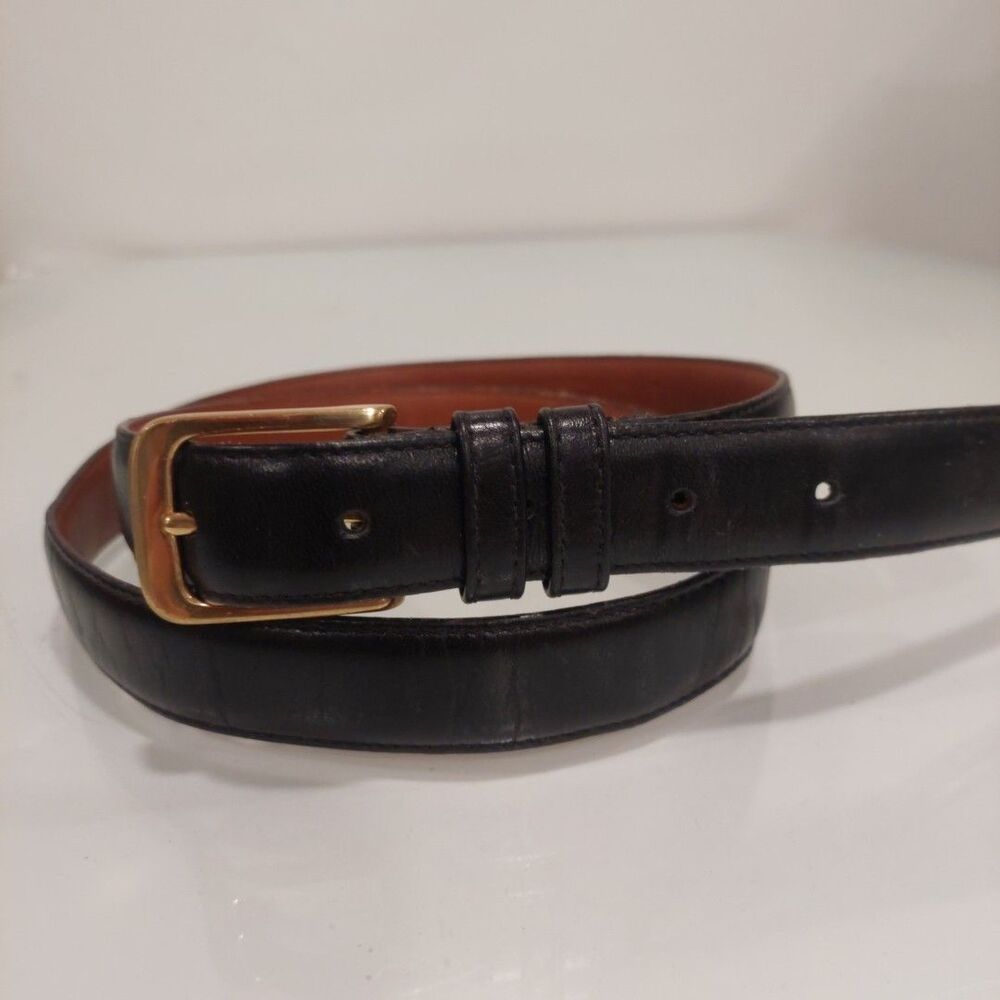 Coach 5700 Men's Size 38 Black Burnished Cowhide Leather Belt Excellent Brass